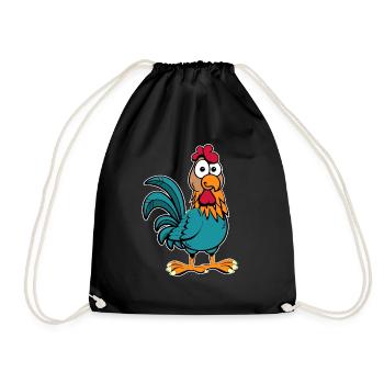 Hahn Huhn - Turnbeutel - Schwarz - Vorne