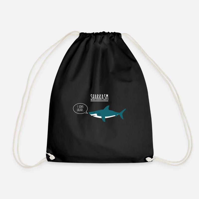 Sharkasm - I love salad - Drawstring Bag - black