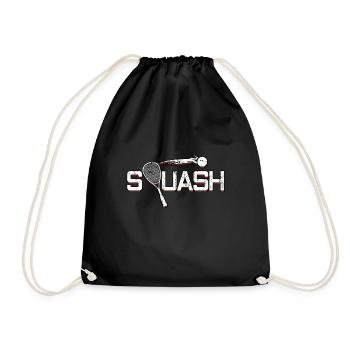 Squash Sport Racket Game Player Racquet Gift - Drawstring Bag - black - Front