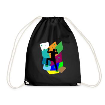 Bouldering Bouldern Artificial Climbing Sport Gift - Drawstring Bag - black - Front