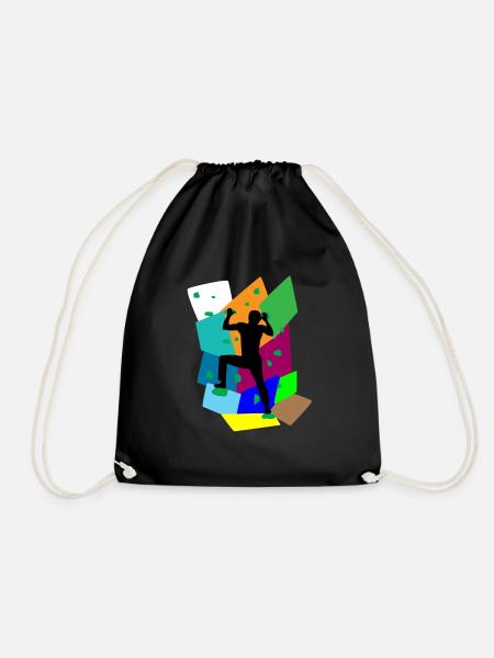 Bouldern Sport Klettern Fels Kletterhalle Geschenk - Turnbeutel - Schwarz