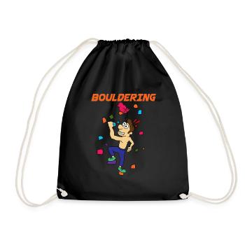 Bouldering Bouldern Artificial Climbing Sport Gift - Drawstring Bag - black - Front