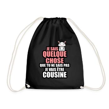 je vais être cousine - Sac de sport léger - noir - Devant