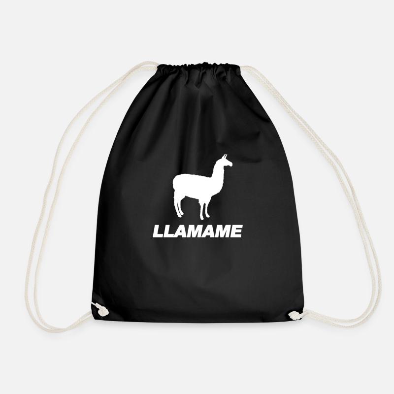 Funny Lama Spanish word game - Drawstring Bag - black