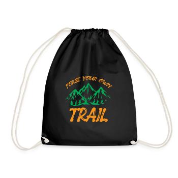 Hike Tramp Roam Walk Trek Wander Nature Mount Gift - Drawstring Bag - black - Front