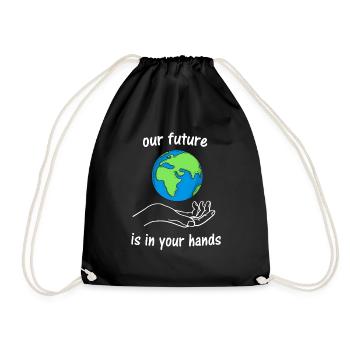 Umwelt Klimawandel Klimaschutz Geschenk - Turnbeutel - Schwarz - Vorne