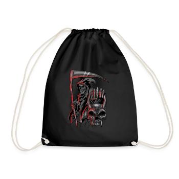 Reaper Dark Skeleton Angel of Death Skull Gift - Drawstring Bag - black - Front
