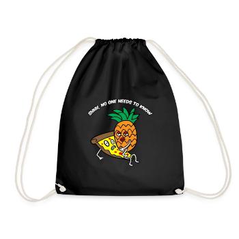 Pizza Pineapple Food Snack Meal Healthyfood Gift - Drawstring Bag - black - Front