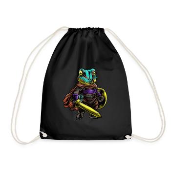 Chevalier Grenouille Bouclier Guerrier Épée Cavalier Cadeau - Sac de sport léger - noir - Devant