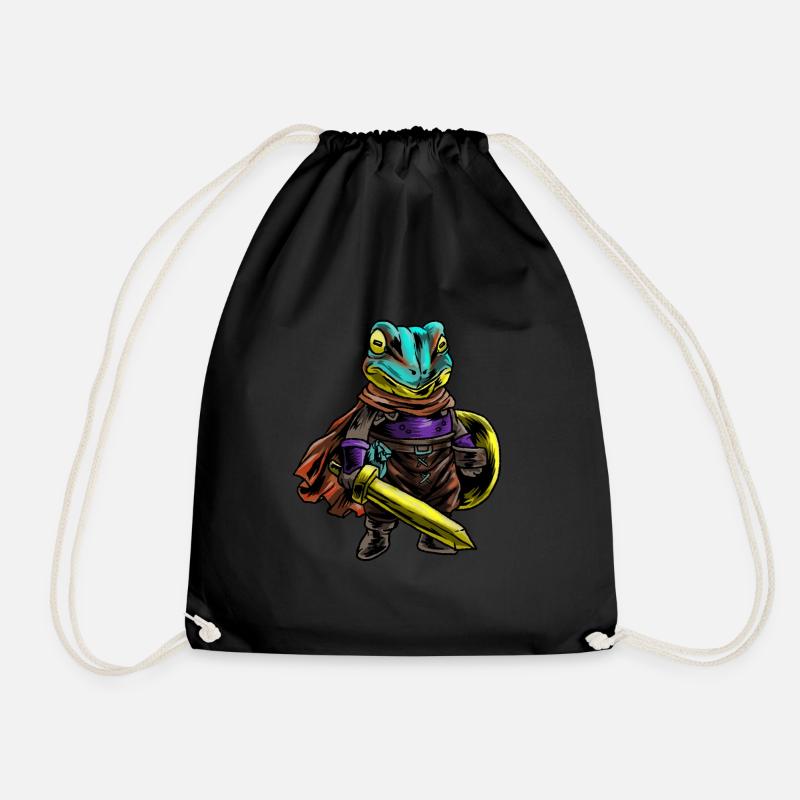 Ritter Frosch Schild Krieger Schwert Cavalier Geschenk - Turnbeutel - Schwarz