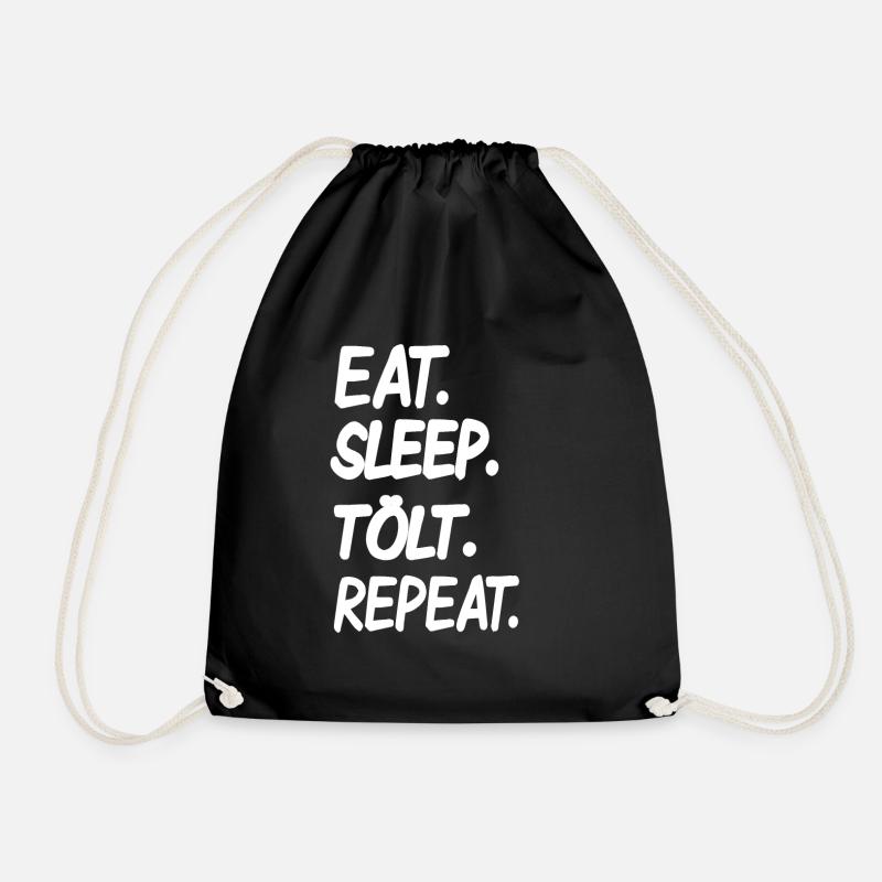 Eat sleep Tölt repeat Islandpferd Reiterin - Turnbeutel - Schwarz