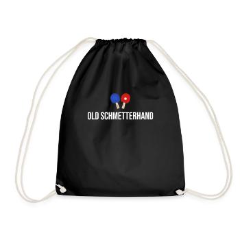 Tischtennis Old Schmetterhand Geschenk - Turnbeutel - Schwarz - Vorne