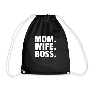 Mom. Wife. Boss. - Drawstring Bag - black - Front