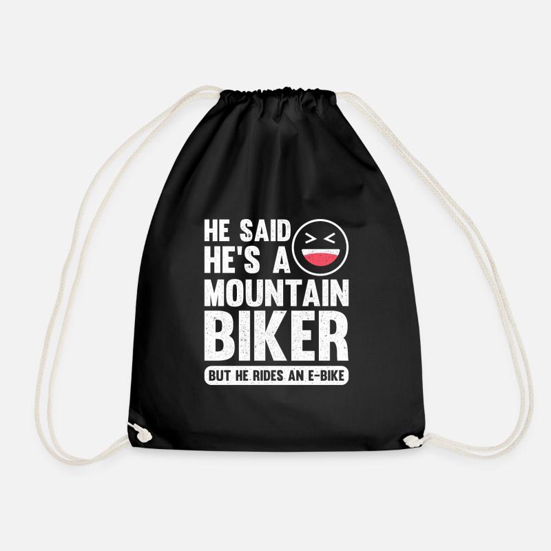 Sarcastic Electric Bike E-Bike Design Quote He Rid - Drawstring Bag - black