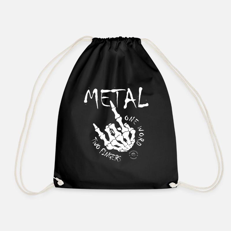 Pommes fork Devil Horns heavy metal rocker hand - Drawstring Bag - black