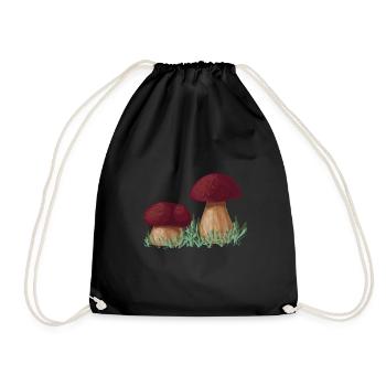 Porcini Mushrooms pick mushroom picker mushroom - Drawstring Bag - black - Front