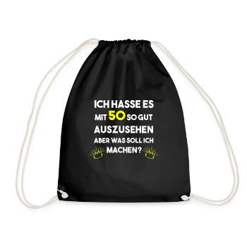 50. Geburtstag Party & Geschenk - Turnbeutel - Schwarz - Vorne