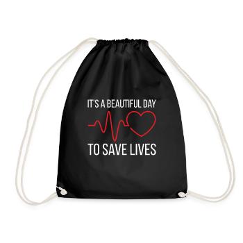 Cool Geriatric Nurse Design Quote Beautiful Day To - Drawstring Bag - black - Front