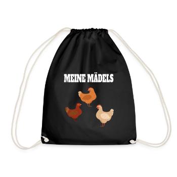 Huhn Lustig Spruch Geschenkidee Bauer Hühner - Turnbeutel - Schwarz - Vorne