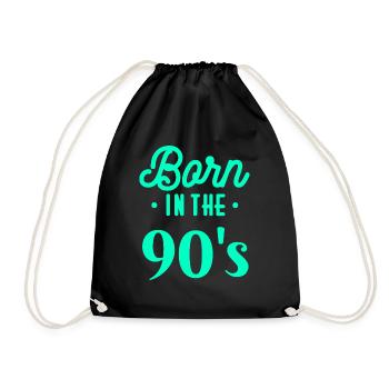 90's 90er Jahre 1990-2000 Geboren Geburtstag - Turnbeutel - Schwarz - Vorne