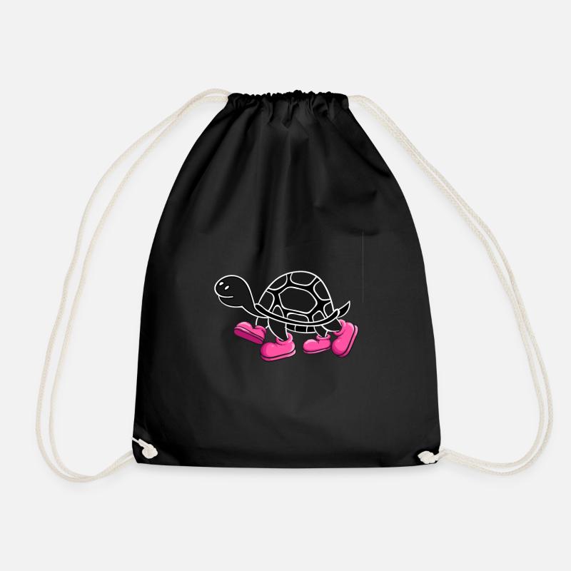 Turtle with pink shoes - Turnbeutel - Schwarz