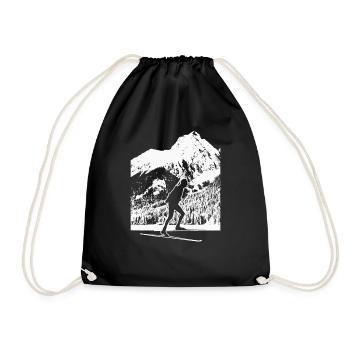 Biathlon biathlete skiing - Drawstring Bag - black - Front