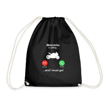 Funny Motorcycle Biker Gift - Drawstring Bag - black - Front