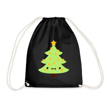 Christmas tree with face - Drawstring Bag - black - Front
