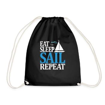 Sailing - Eat Sleep Sail Repeat Design for sailors - Drawstring Bag - black - Front