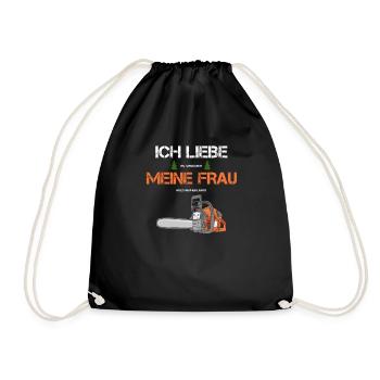 Förster Holzfäller Forstwirt Liebe Frau Holz Wald - Turnbeutel - Schwarz - Vorne