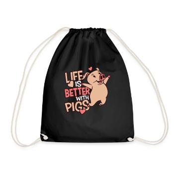 Gift for pig lovers Cute pig - Drawstring Bag - black - Front