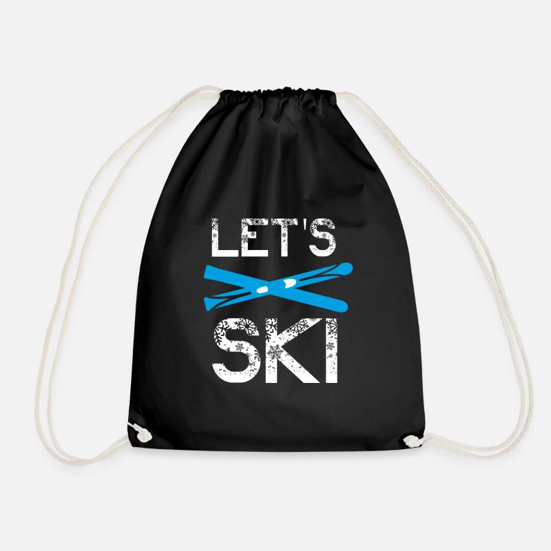 Let's ski - Drawstring Bag - black