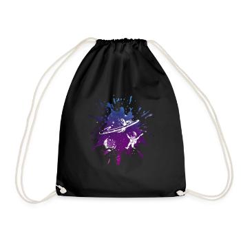 Universe - Galaxy with Astronaut - Drawstring Bag - black - Front