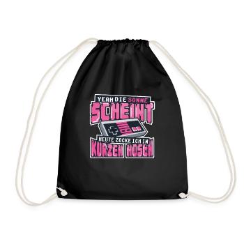 Gamer Sonne scheint zocken in kurzen Hosen Gift - Turnbeutel - Schwarz - Vorne