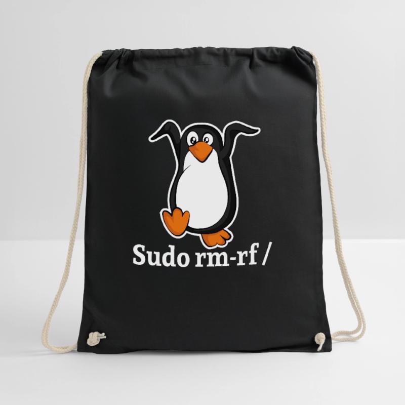 Tux Linux Penguin Sudo Rm Rf | Computer Geek Hack Drawstring Bag