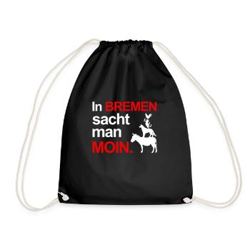 Bremen Spruch Moin Stadtmusikanten - Turnbeutel - Schwarz - Vorne