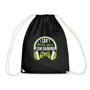 Zocken Gaming Gamer Zocker Spruch Lustig - Turnbeutel - Schwarz - Vorne