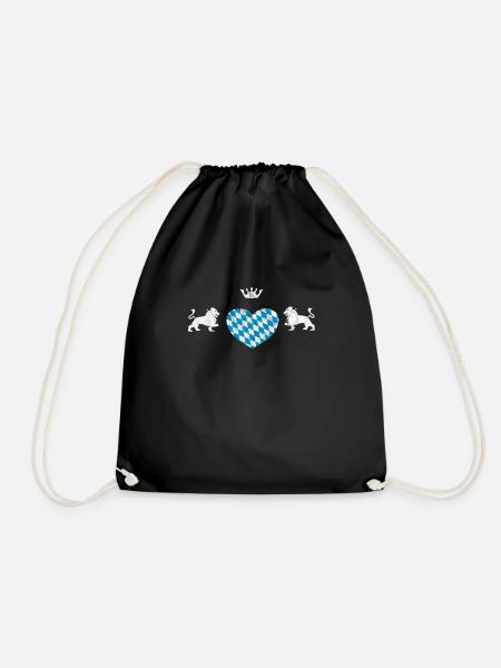 Bayerisches Herz Wappen Patrioten Geschenk - Turnbeutel - Schwarz
