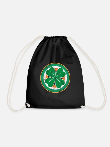 Kleeblatt Irland Retro - Turnbeutel - Schwarz