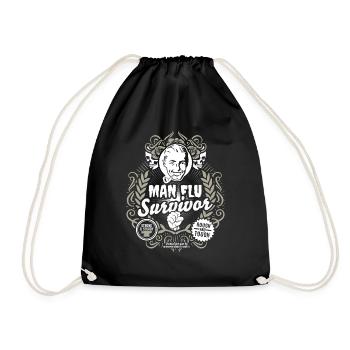 Man Flu Survivor lustiges Sprüche Design - Turnbeutel - Schwarz - Vorne