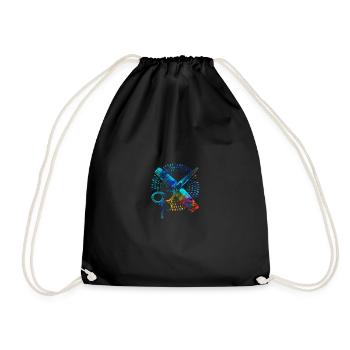 Coiffeur, peigne, ciseaux - Sac de sport léger - noir - Devant