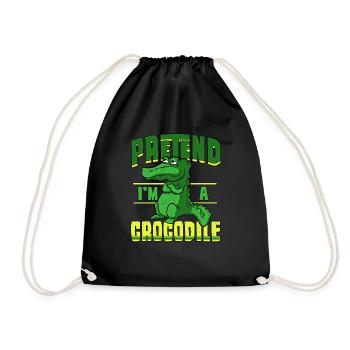 cool crocodile with saying - Drawstring Bag - black - Front