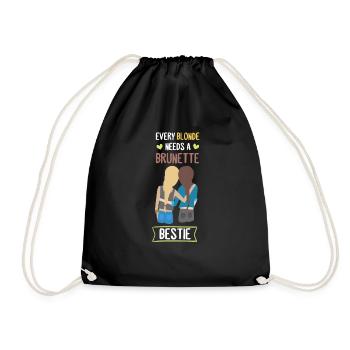 ABF Best Friends Blonde Brunette Bestie Shirt - Drawstring Bag - black - Front
