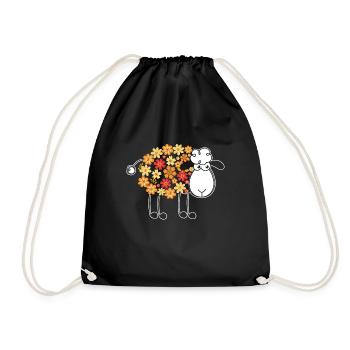 Artistic Sheep Graphic Design Sheep Flower Art - Turnbeutel - Schwarz - Vorne