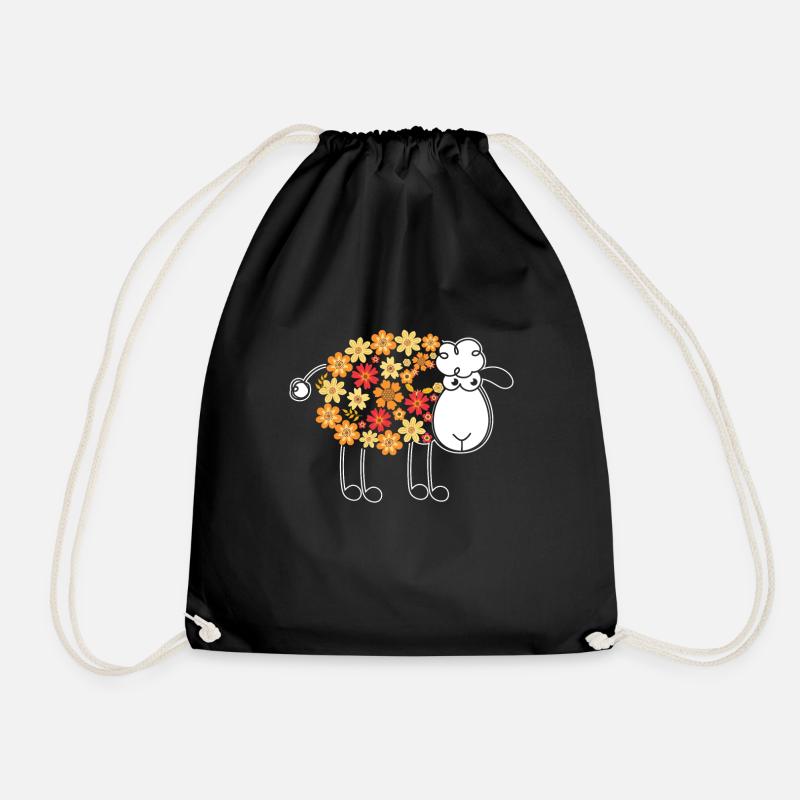 Artistic Sheep Graphic Design Sheep Flower Art - Turnbeutel - Schwarz