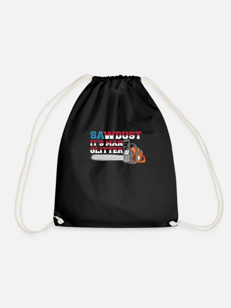 USA sawdust is men's glitter lumberjack saw - Drawstring Bag - black