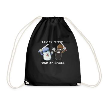 Fight of spices salt against pepper ninja sword - Drawstring Bag - black - Front