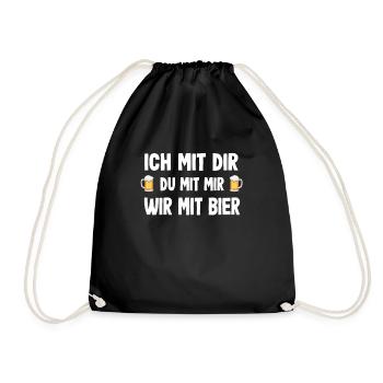 Partner Bier Spruch Alkohol Party Geschenk - Turnbeutel - Schwarz - Vorne