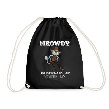 Line Dance Cat Cowboy Line Dancing Cats Pun Saying - Turnbeutel - Schwarz - Vorne