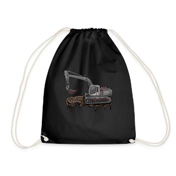 Bagger Power Shovel Kleinkind Digger Boys Geschenk - Turnbeutel - Schwarz - Vorne
